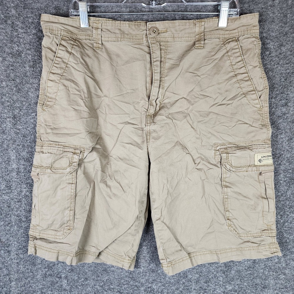 Unionbay Cargo Shorts Mens 36 WL-23772 Khaki Multi-Pocket Stretch EUC